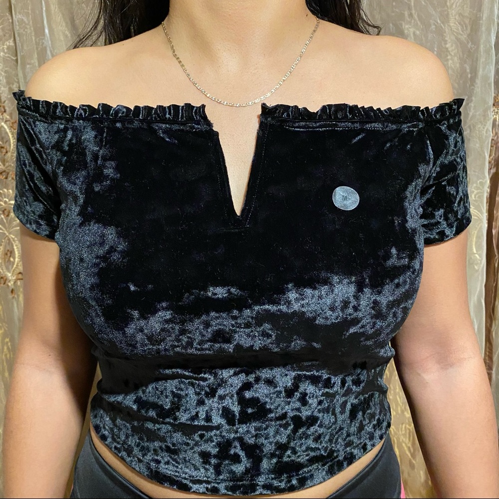 Black Velvet Crop Top